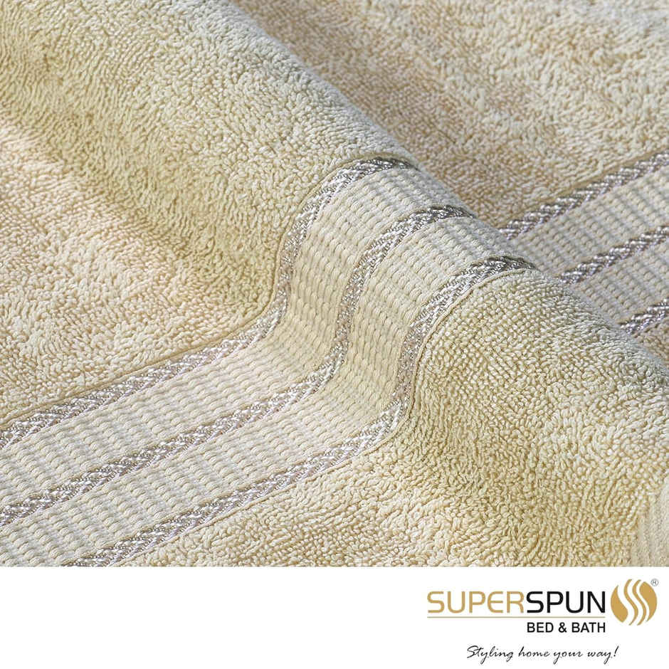 Superspun 100% Cotton- 420 Gsm- Vodre- Two Piece Set- Bath Towel- Size:70 x 140 - Pink & Cream