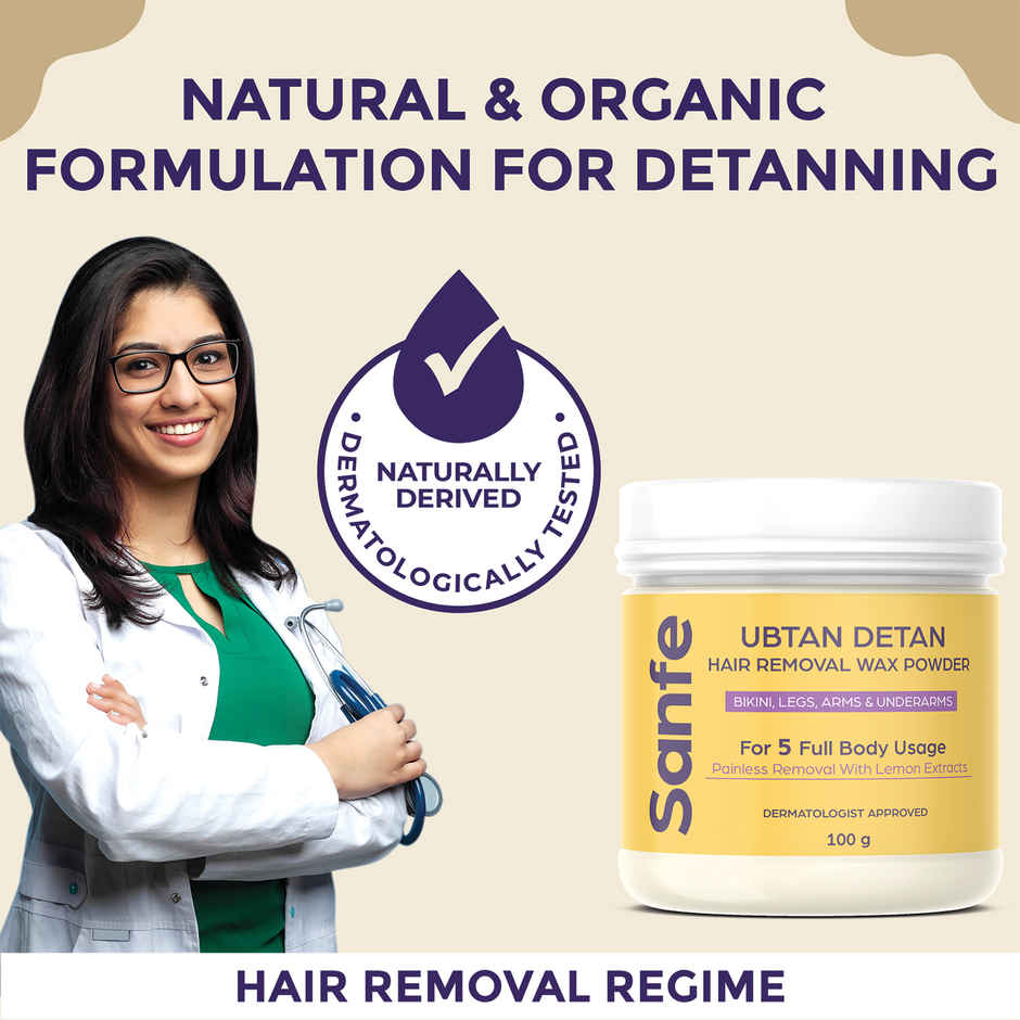Sanfe Ubtan Detan Hair Removal Wax Powder 8 Minute Painless Organic