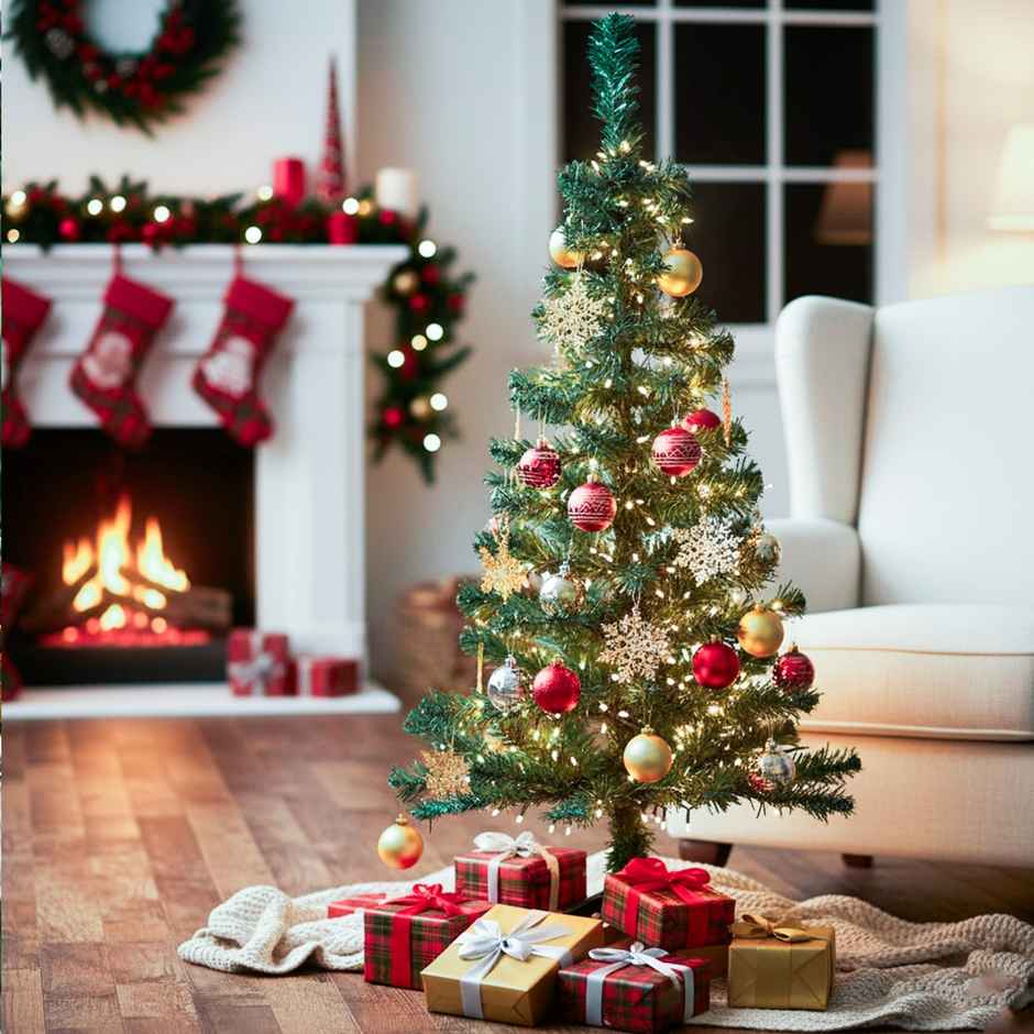 Artificial Christmas Tree | 4 ft | Ideal for Home, Office & Party Decor | Easy to Set Up | Picfest