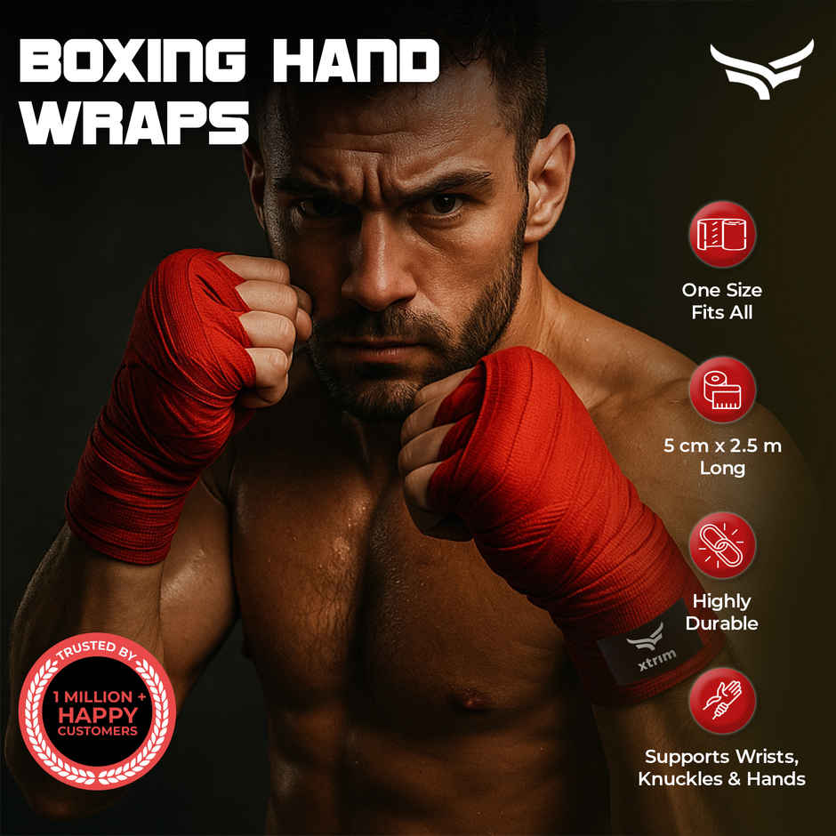 Xtrim Boxing Hand Wrap | Red | 2.5 mtr