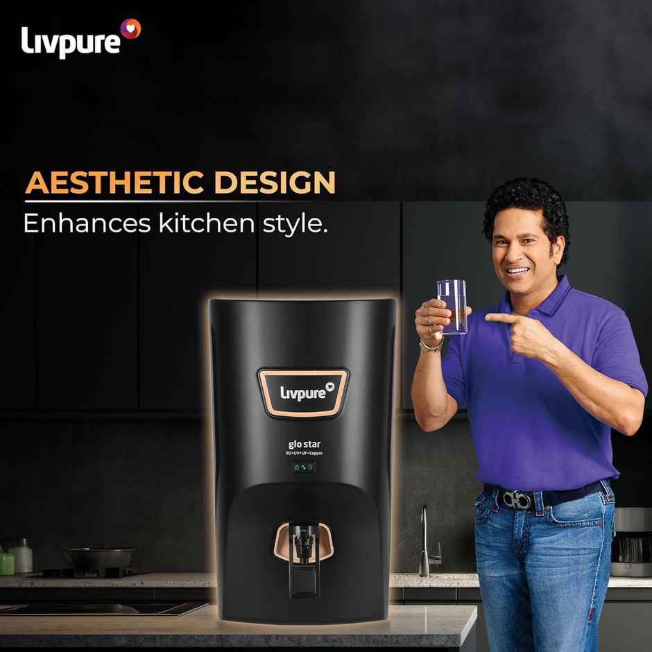 Livpure Glo Star Copper Water Purifier | 8 Stage Advanced Purification | RO+UV+UF Copper