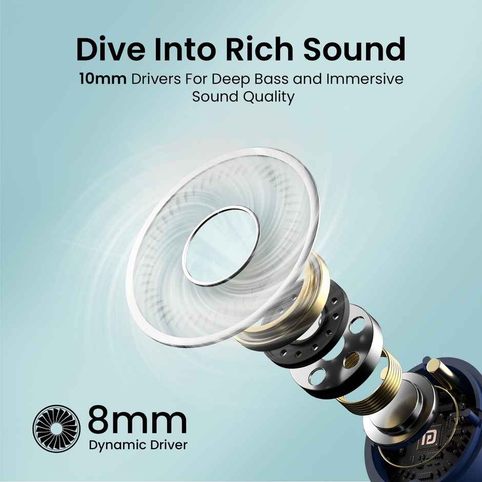 Portronics Harmonics Twins S13 in Ear TWS Earbuds with Mic, 24H Playtime, Game/Music Mode, Touch Control, 8mm Driver, Bluetooth 5.3v,IPX5 Water Resistance, Type C Fast Charging - Blue