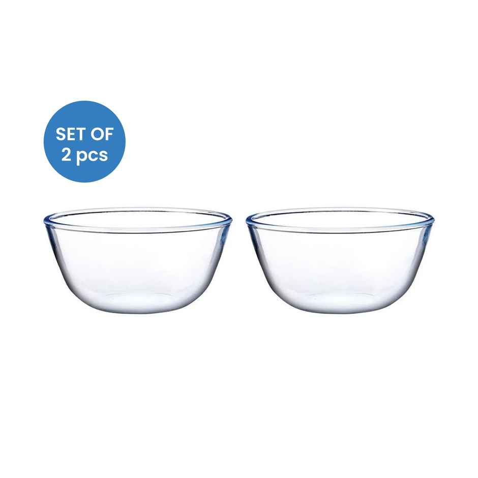 BAY6 Premium Imported Borosilicate Glass Mixing Bowl -750 ml - Set of 2