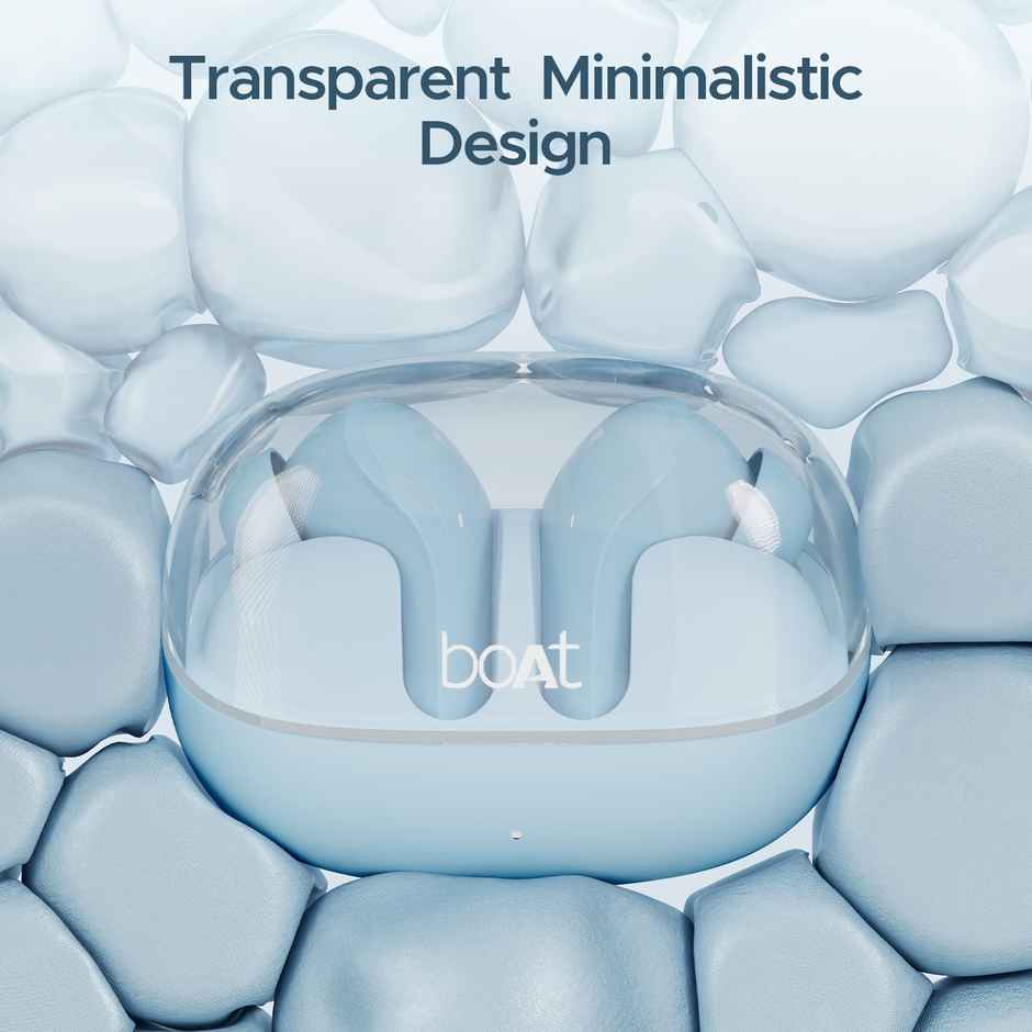 boAt Airdopes 311 Pro TWS Earbuds with mic, 50HRS Battery, Fast Charge, Dual Mics ENx Tech, Transparent LID, Low Latency, IPX4, IWP Tech, v5.3 Bluetooth Earbuds - Dusk Blue