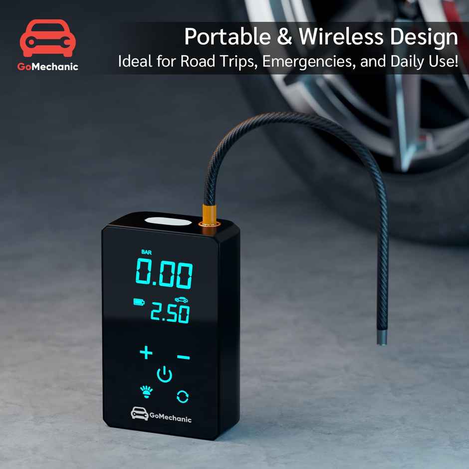 Gomechanic Wireless Tyre Inflator For Car & Bike |150 Psi |3000 Mah Battery | Full Lcd Touch Screen