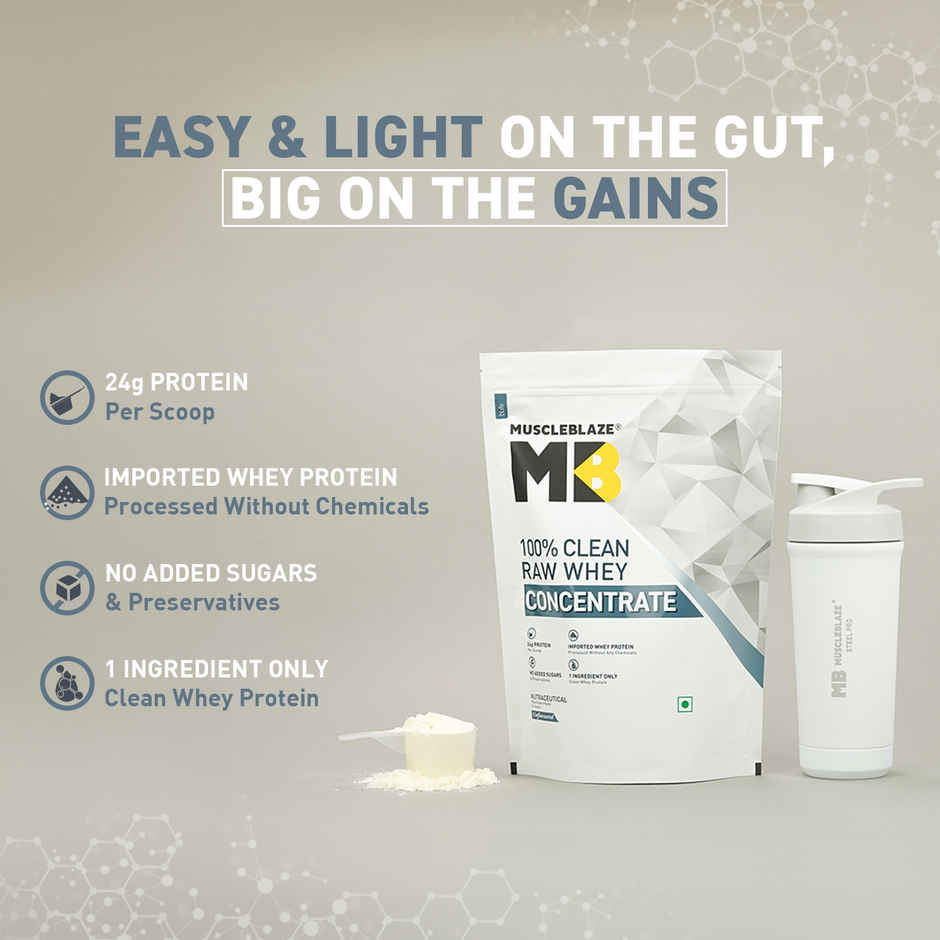 MuscleBlaze Raw Whey Protein Powder Concentrate 80% (Unflavoured)