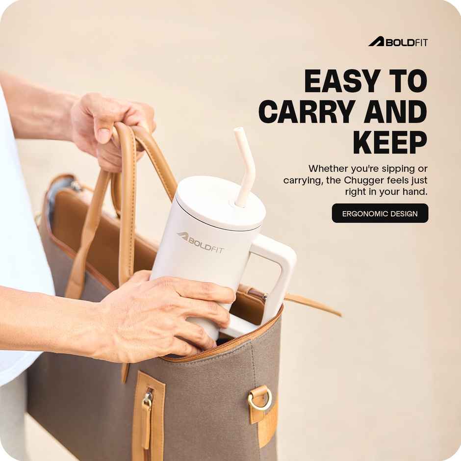 Boldfit Tumbler Bottle with Lid and Straw | Stainless Steel | Double Insulated | 1200 ml - Sand