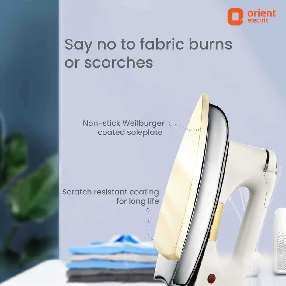 Orient Electric Kratos | 1000W Dry Iron(Press) Non-stick Soleplate | 180 degree swivel cord