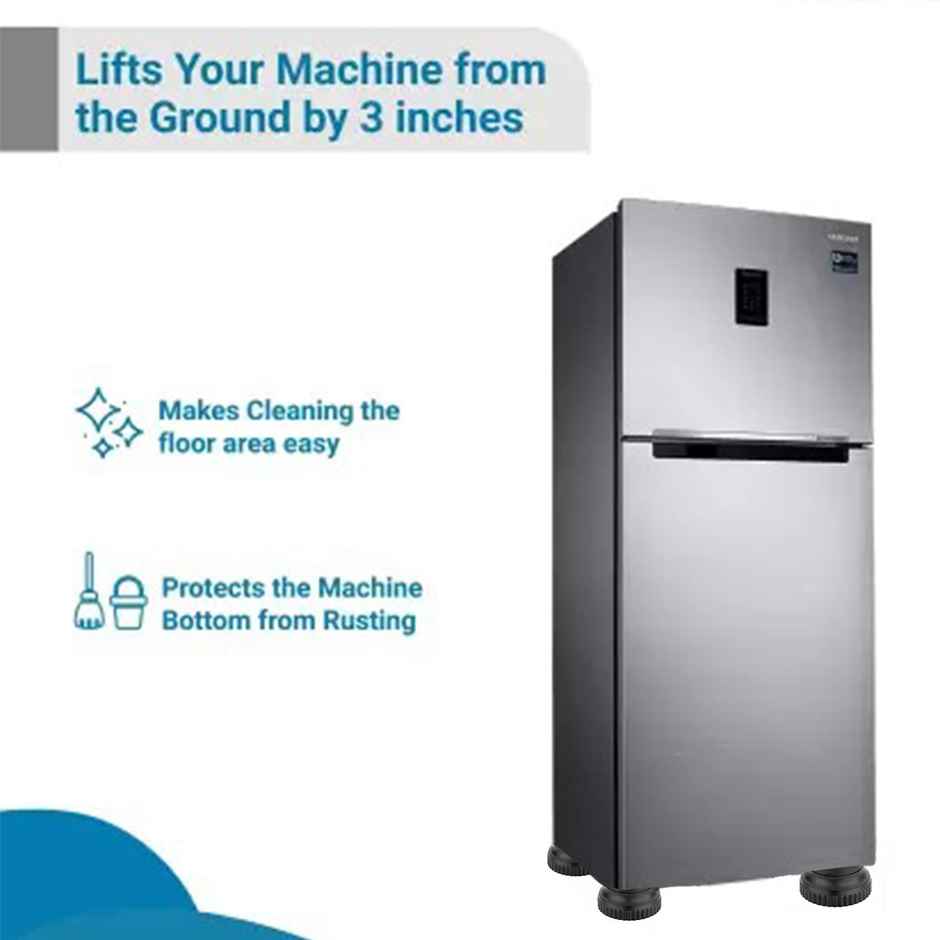 Daluci Washing Machine Pads For Vibration Reduction and Noise Control - Pack Of 4 | Black