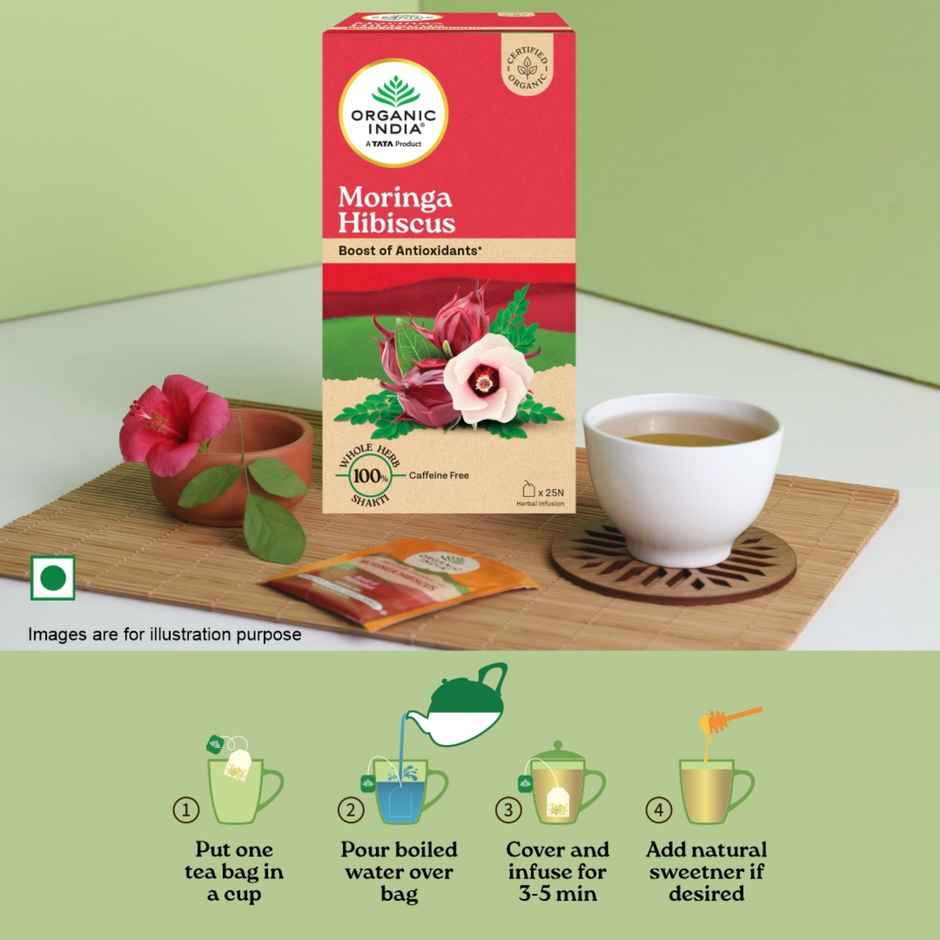 A TATA Product - Organic India Moringa Hibiscus 25 Tea bags
