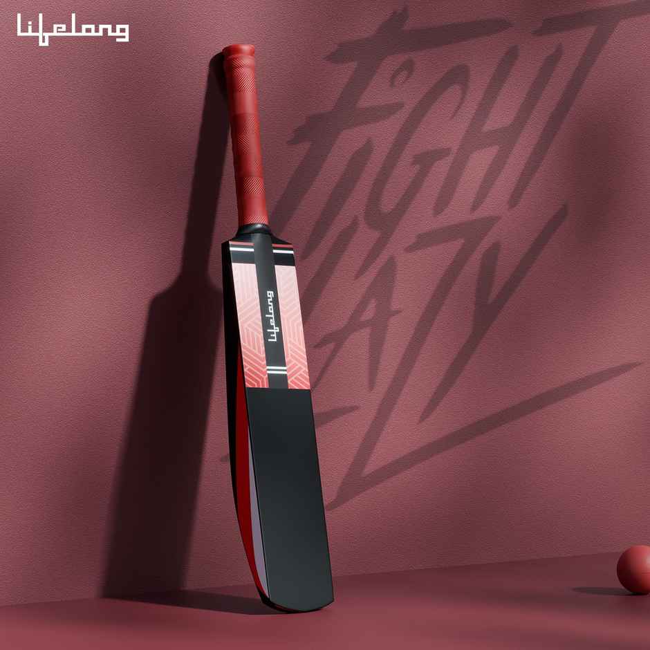 Lifelong 15+ years Plastic Cricket Bat 34 Inch | Black & Red