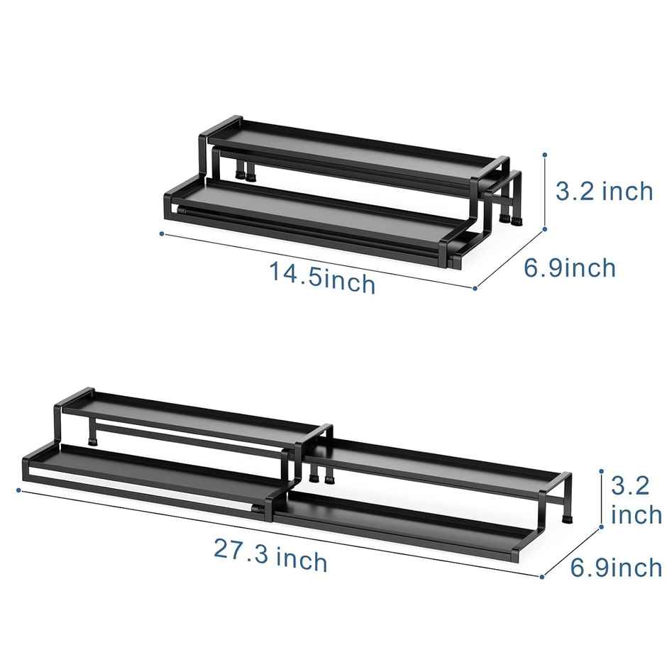 Go Hooked 2 Tier Black Color Expandable Vanity Organizer