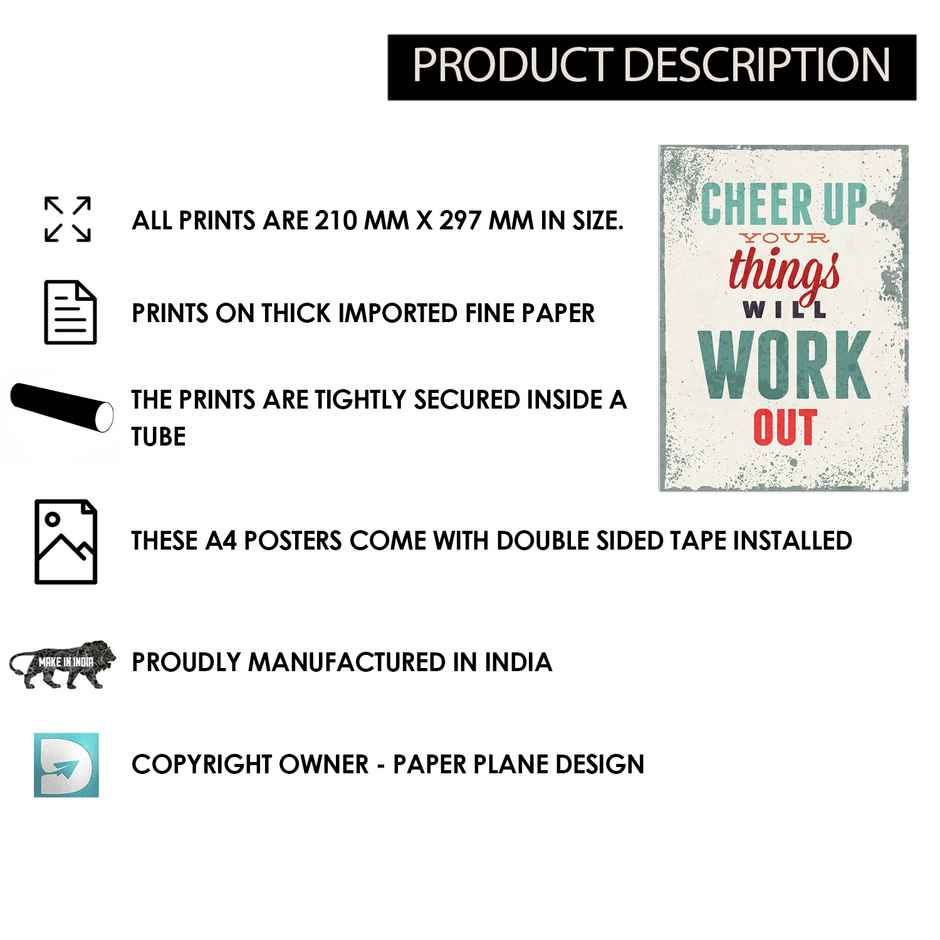 Paper Plane Design Motivational Wall Posters | Set of 12 | (29 cm x 21 cm) D36