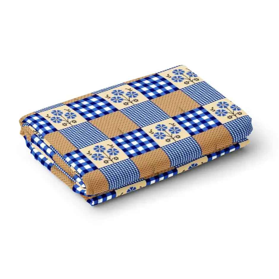 Capsicum Glaze Cotton 95 GSM Single Bedsheet with 1 Pillow Cover D4057 Portion Blue Floral