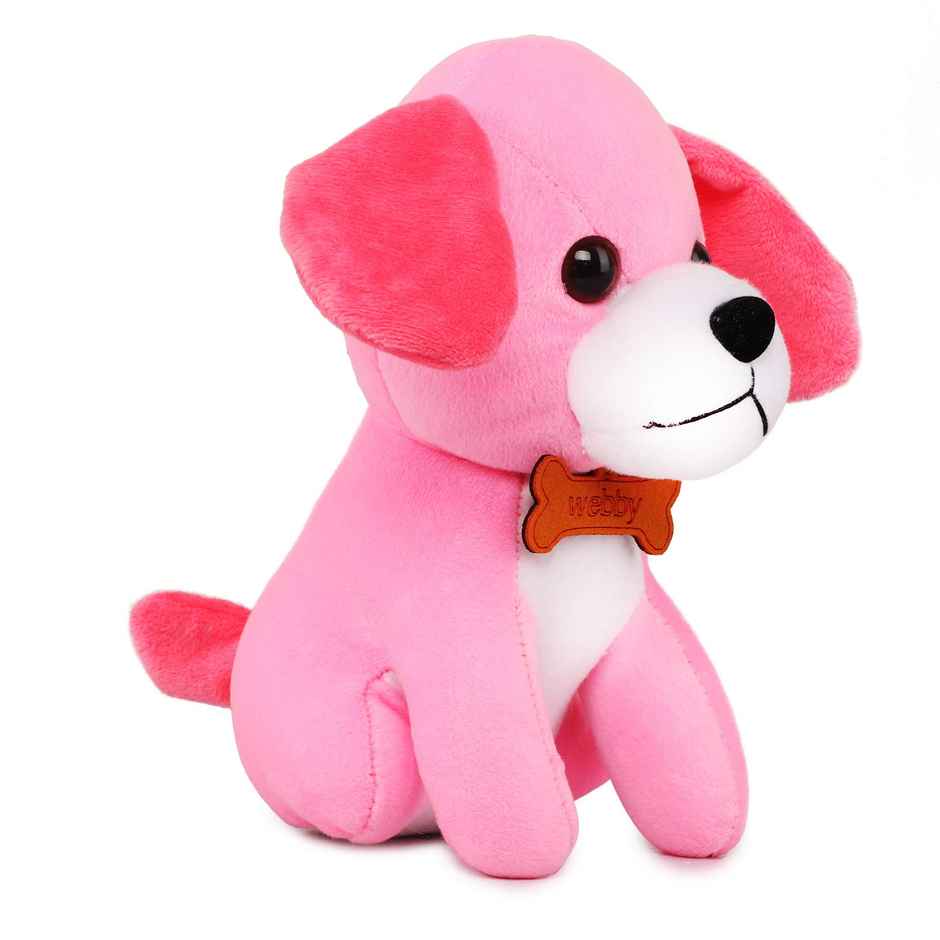 Webby Soft Animal Plush Dog Toy | 20 cm | Pink