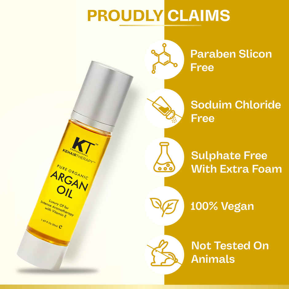 KT Professional Pure Organic Argan Oil Hair Serum with Vitamin E