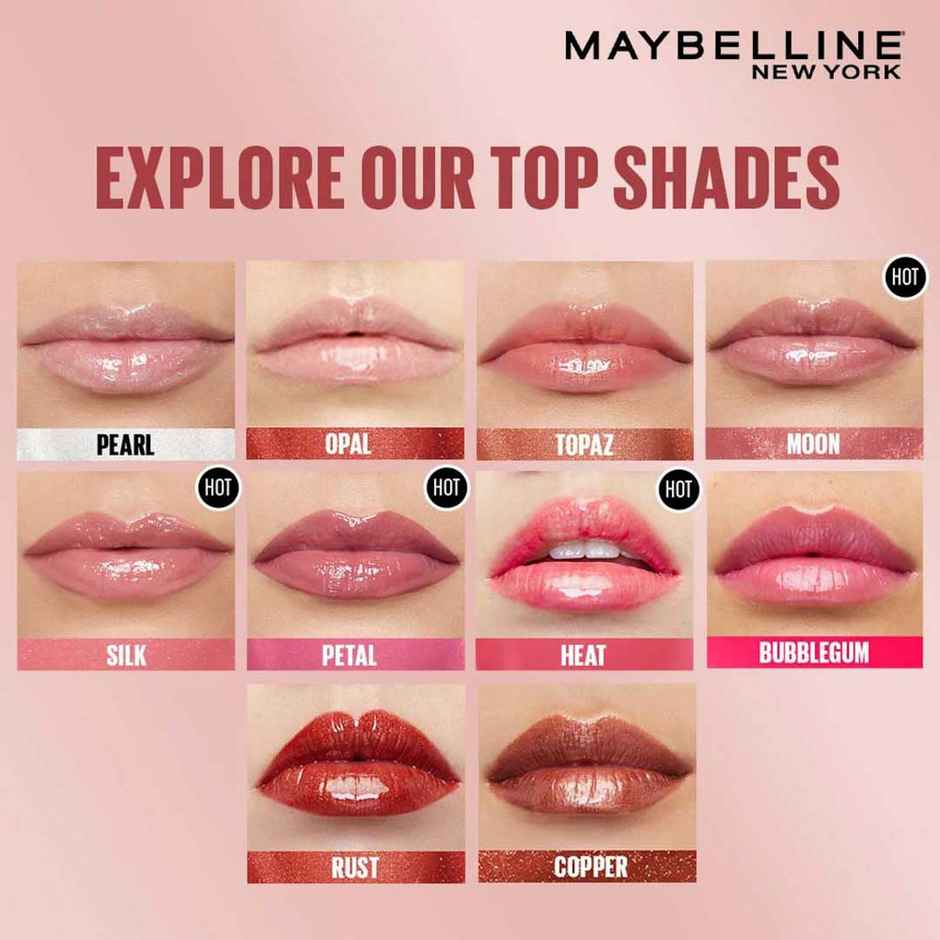 Maybelline New York Lifter Gloss 003 Moon, Tinted Lip Gloss With Hyaluronic Acid, Long-lasting