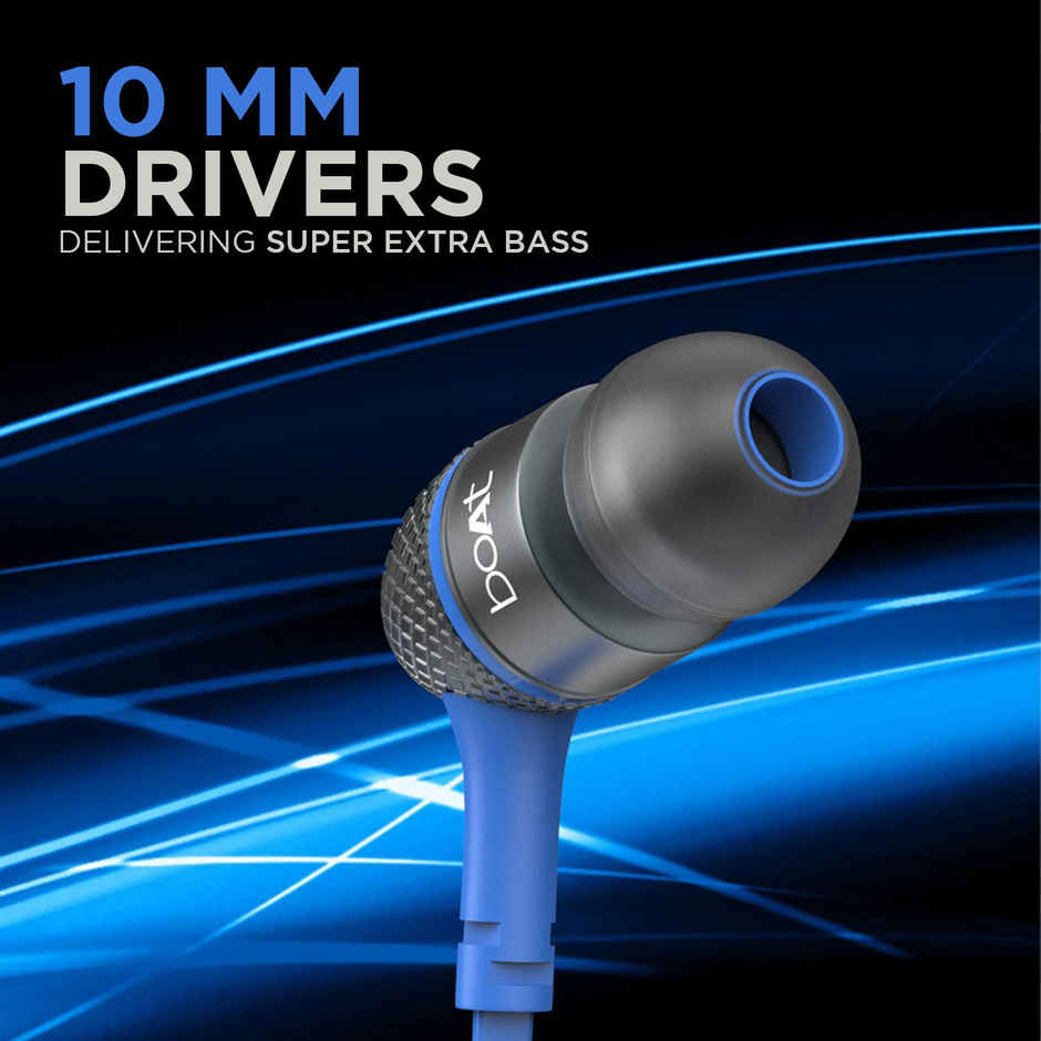 boAt Bassheads 225 in-Ear Wired Headphones with Mic (Blue)