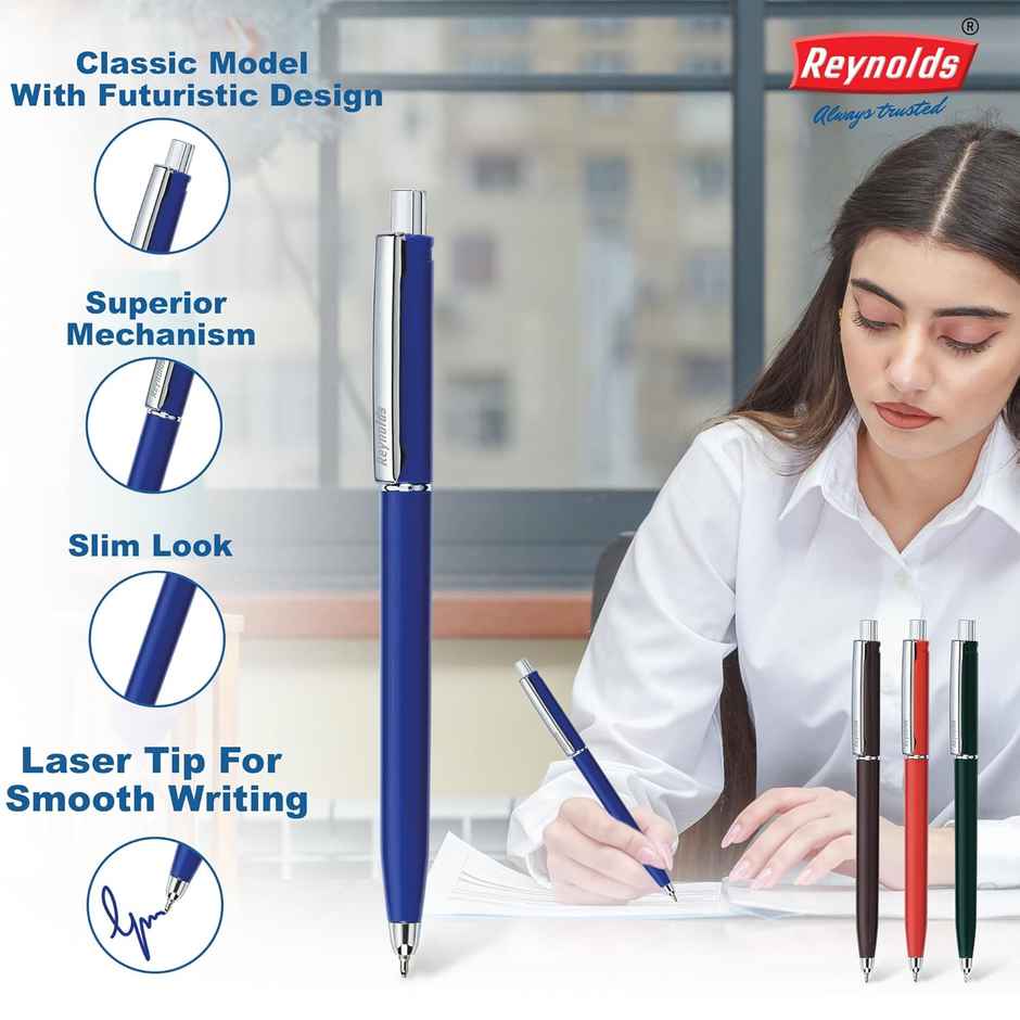 Reynolds Jetter Classic Ball Pen Set (3 Blue Pens For Professional)