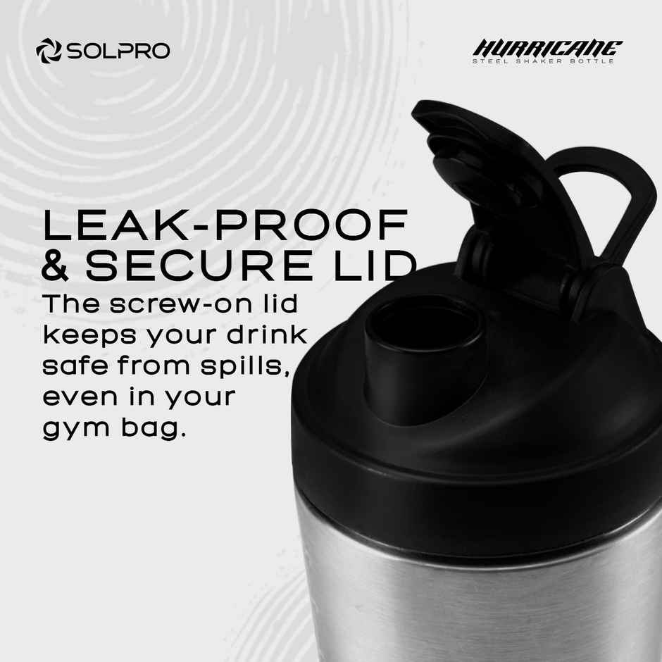 Solpro Hurricane Stainless Steel Shaker Bottle | Gym Shaker | 950 ml