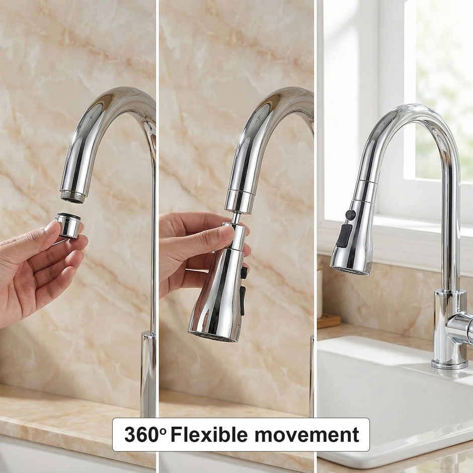 Daluci Kitchen Faucet Extender | Chrome 3-Mode Rotating Tap Nozzle Spray Head, Water Saver