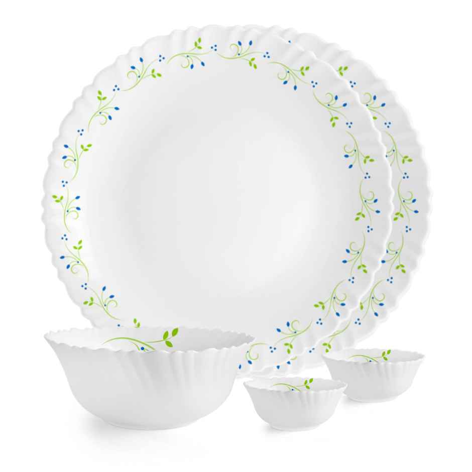 Cello Opalware Dazzle Series Tropical Lagoon Dinner Set - White | M|| Set Of 5