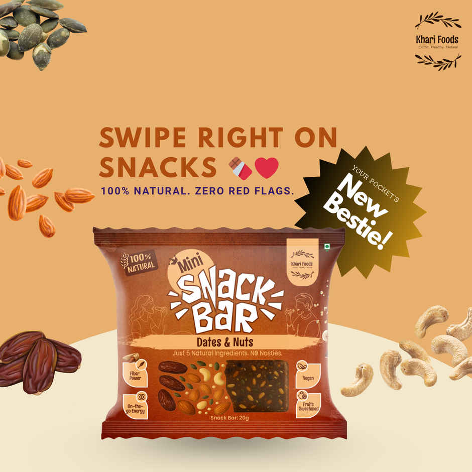 Khari Foods Dates & Nuts Mini Snack Bar | Energy Bar | Natural Ingredients