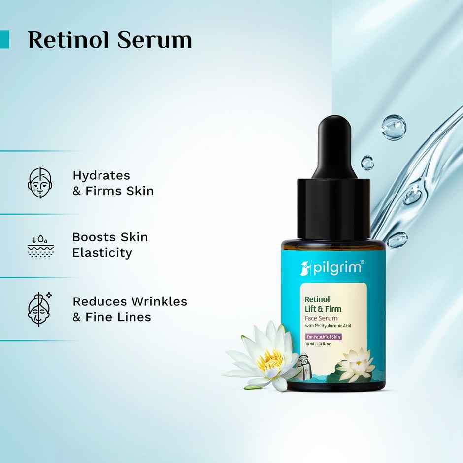Pilgrim Retinol Lift & Firm Face Serum with 1% Hyaluronic Acid Reduces Fine Lines Wrinkles & Firms Skin