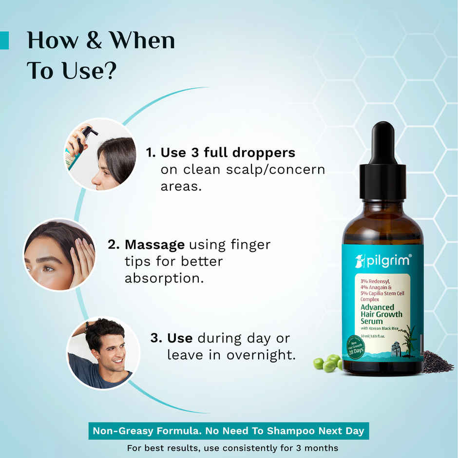 Pilgrim Advanced Hair Growth Serum with Redensyl & Anagain Reduces Hair Fall & Boosts Hair Growth