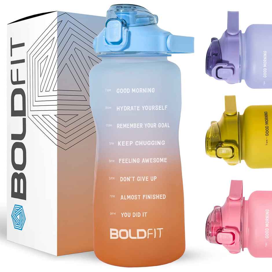 Boldfit Gallon Bottle Motivational 2L Blue Orange