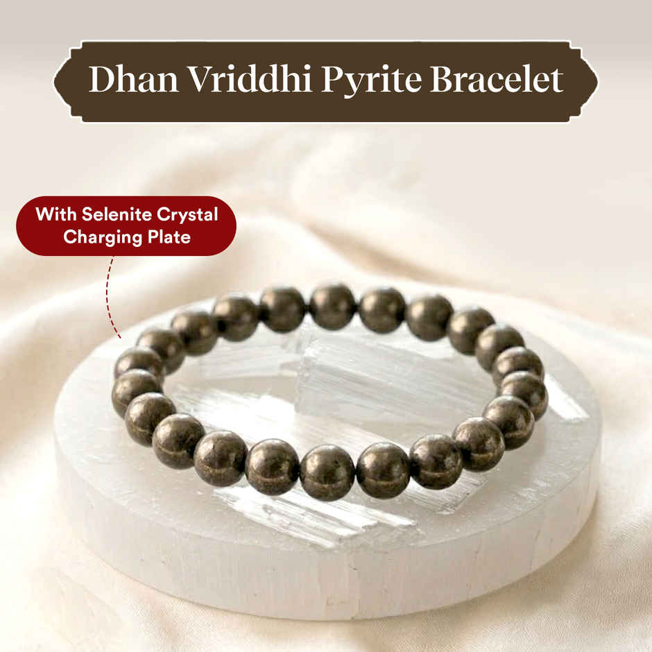 Pujashree Pyrite Bracelet With Raw Selenite Plate