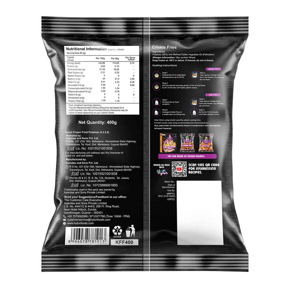 HyFun Crinkle French Fries, Crunchy & Air Fryer Friendly | Frozen