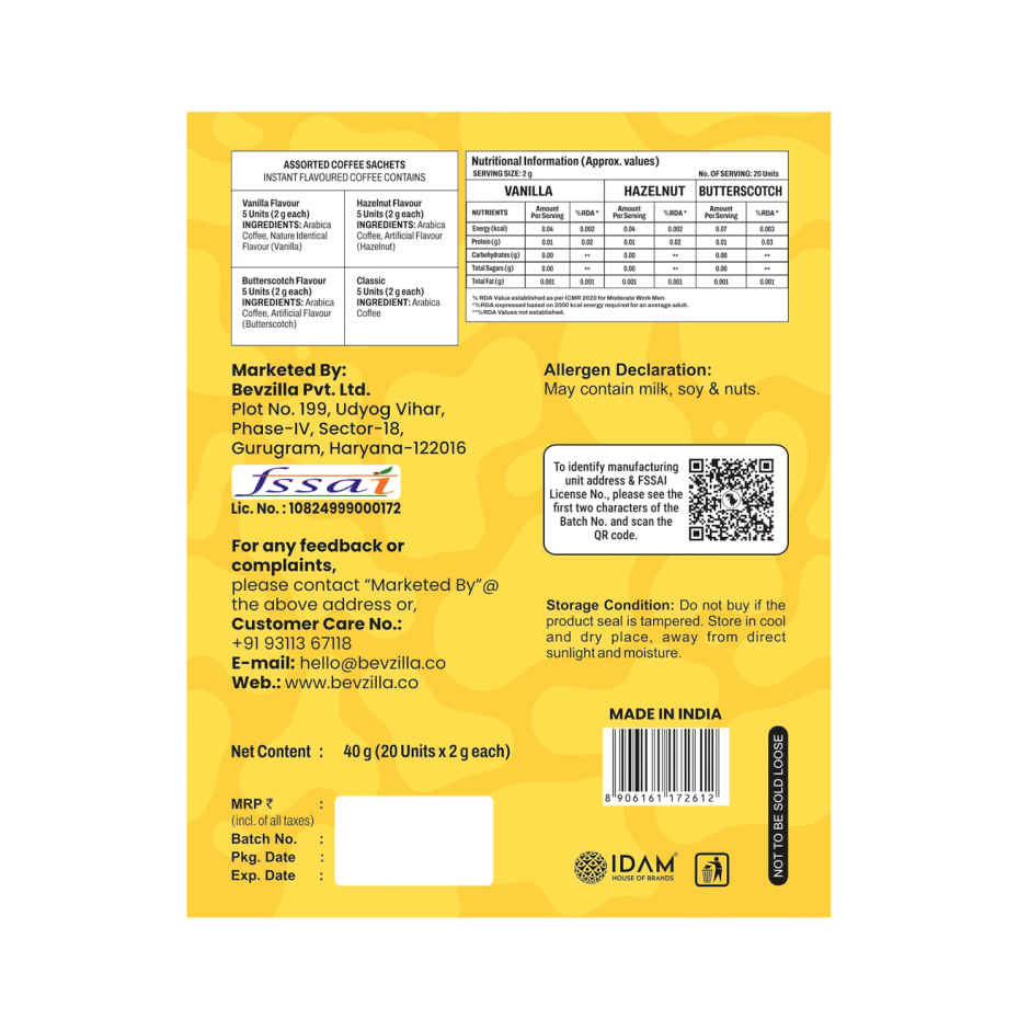 Bevzilla Assorted Instant Coffee Powder Sachets