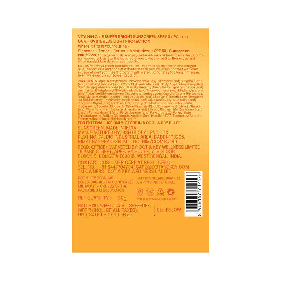 Dot & Key Vitamin C + E Super Bright Sunscreen SPF 50+ PA++++