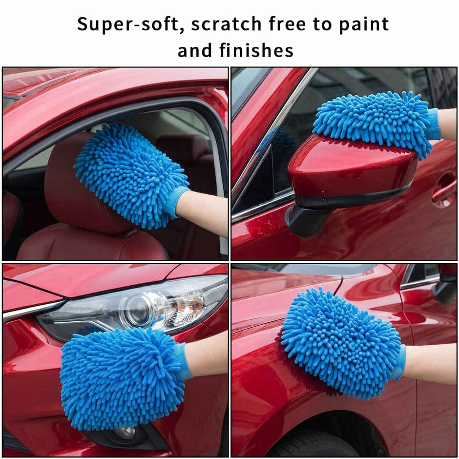 SE7EN Microfiber Cleaning Hand Gloves - Dusting Gloves for Furniture & Car Cleaning