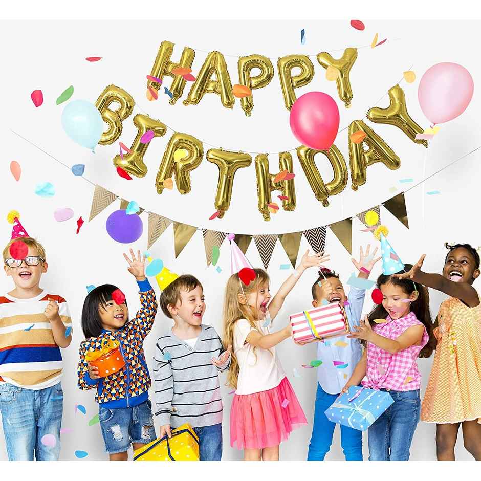 Party Propz Happy Birthday Golden Foil Balloons Set