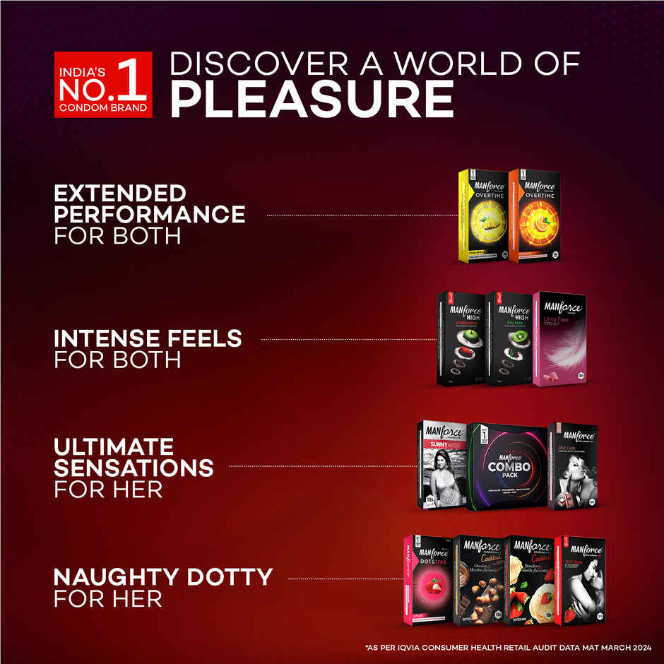 Manforce Cocktail Condoms with Dotted-Rings Strawberry & Vanilla Flavoured