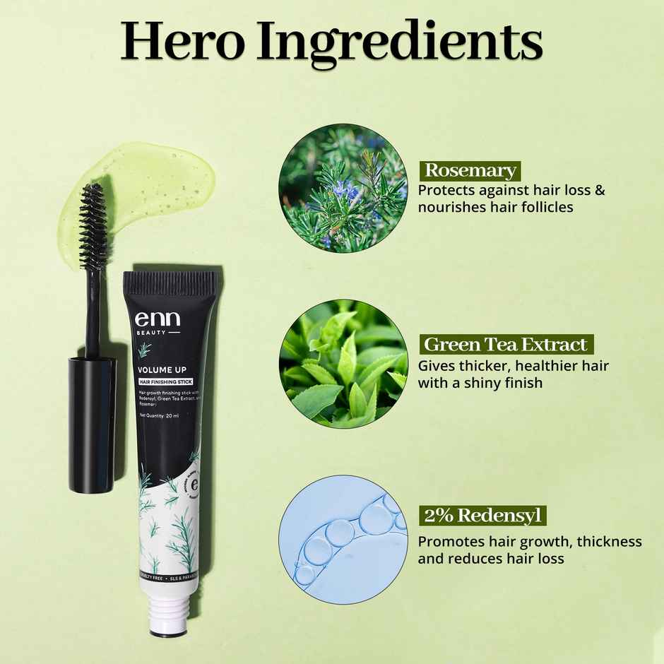 Enn Beauty Volume Up Hair Finishing Stick, Frizzy Flyaway Baby Hair Fixer with 2%Redensyl &Rosemary