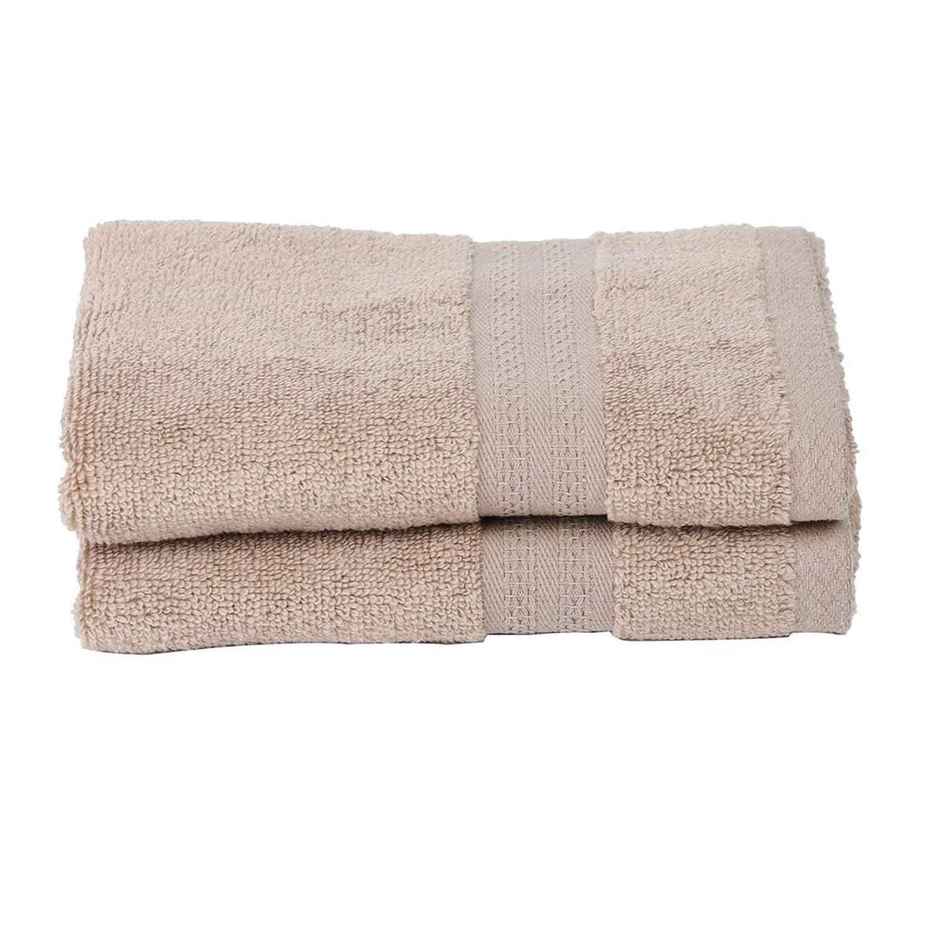 Bianca Ultra Soft Zero Twist Pure Cotton Hand Towel Aerocore Tech Solid| 550 GSM | Wheat | Pack of 2
