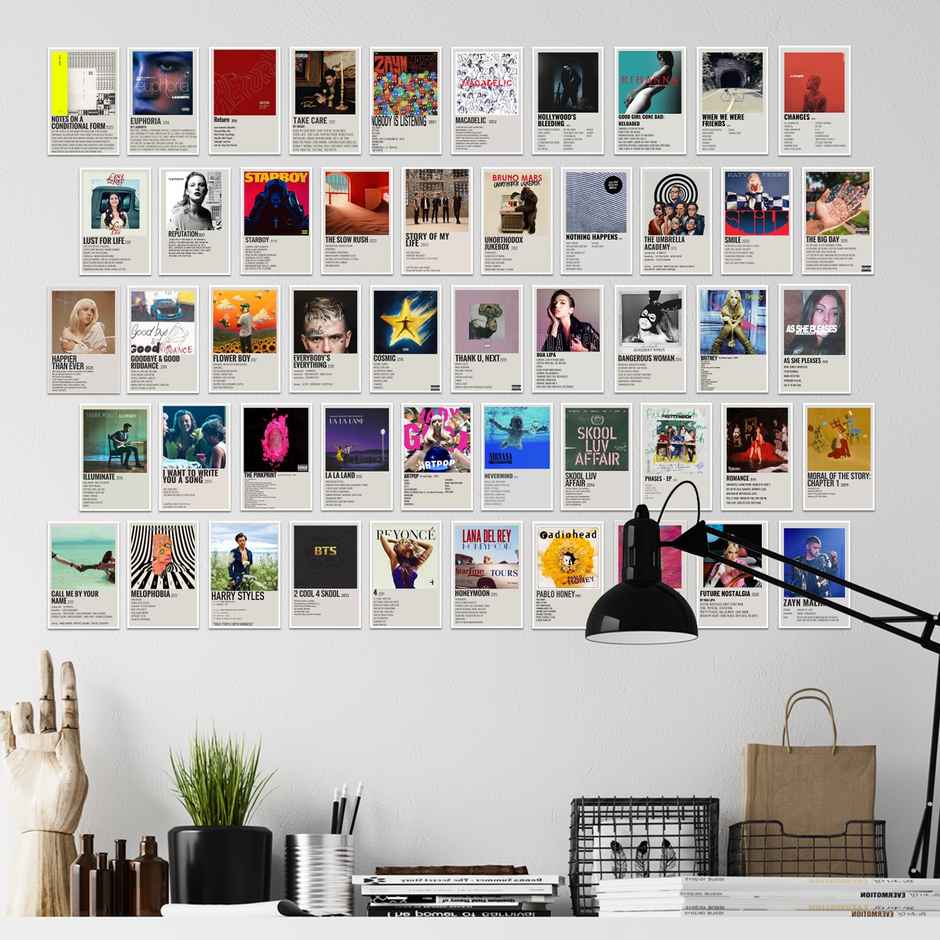 Paper Plane Design Rock Band Music Wall Posters Collage Pack of 50 (4 Inch X 6 Inch) D40