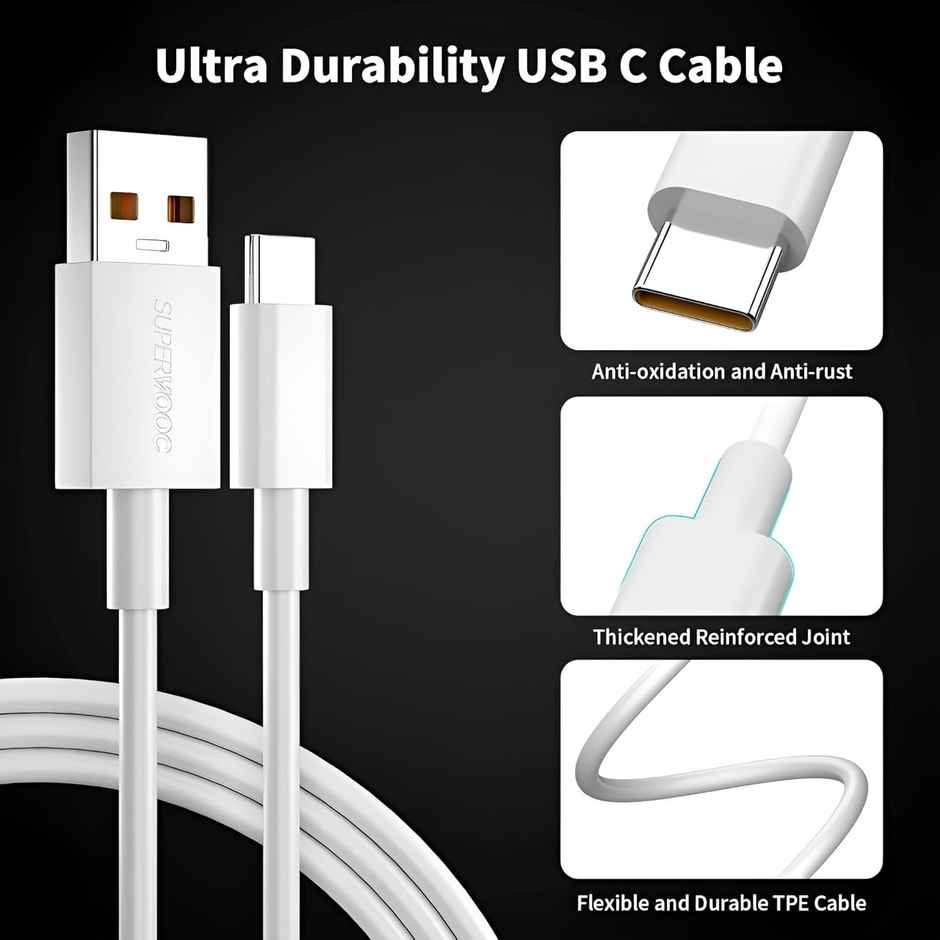 Roarx USB TO C CABLE FOR REALME/ OPPO / VIVO & TYPE C DEVICES | UP TO 100W Fast Charging