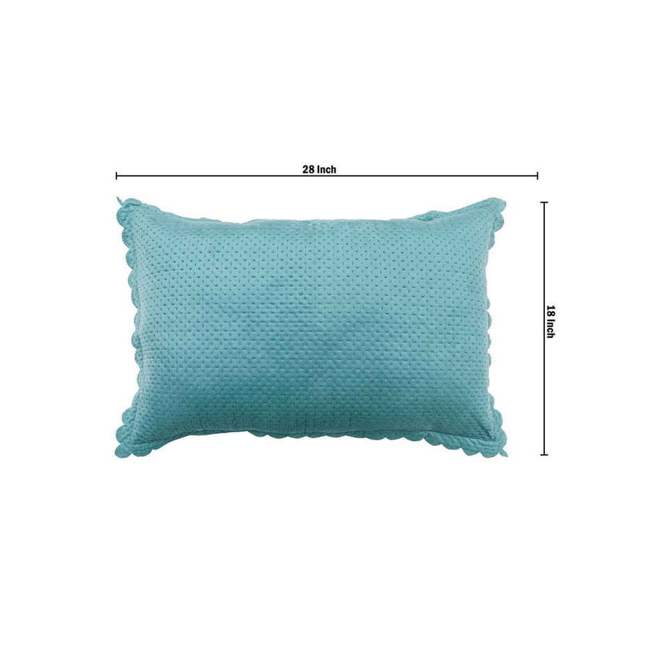Hosta Homes Velvet Fabric Laser Cut Aqua Pillow Cover Pack of 2