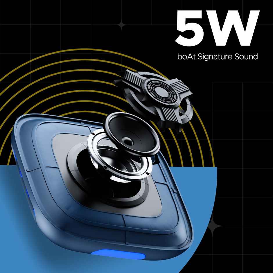 boAt Stone190 Pro Bluetooth Speaker with 5W Signature Sound, Up to 12hrs of Playtime, TWS Feature, Built-in Mic, Bluetooth v5.3, AUX Port, TF Card, IPX6 & Type-C Bluetooth Speaker - Tropical Blue