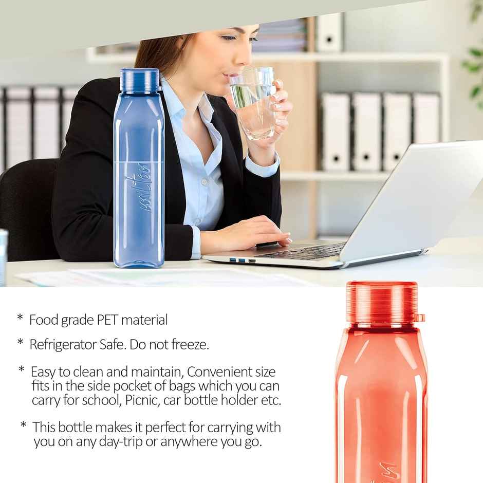 Milton Prime Plastic Fridge Water Bottles | Set of 5 | 1000 ml Each