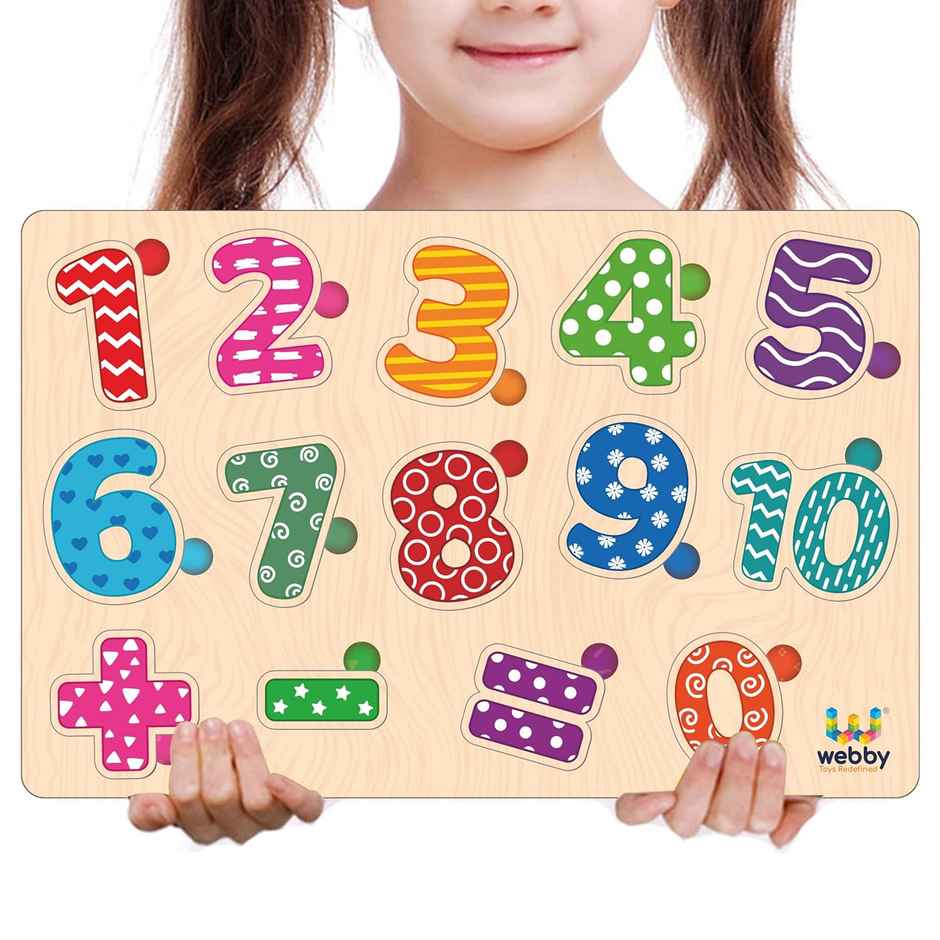 Webby Wooden Counting Numbers Montessori Educational Pre-School Puzzle Toy