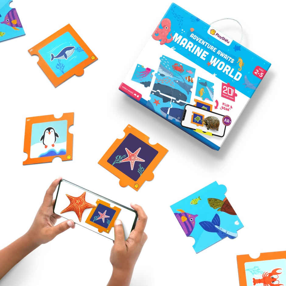 PlayShifu Aquatic and Aerial Animals - Sea World Puzzle Flashcards | Jigsaw Puzzle| Ages 2-5