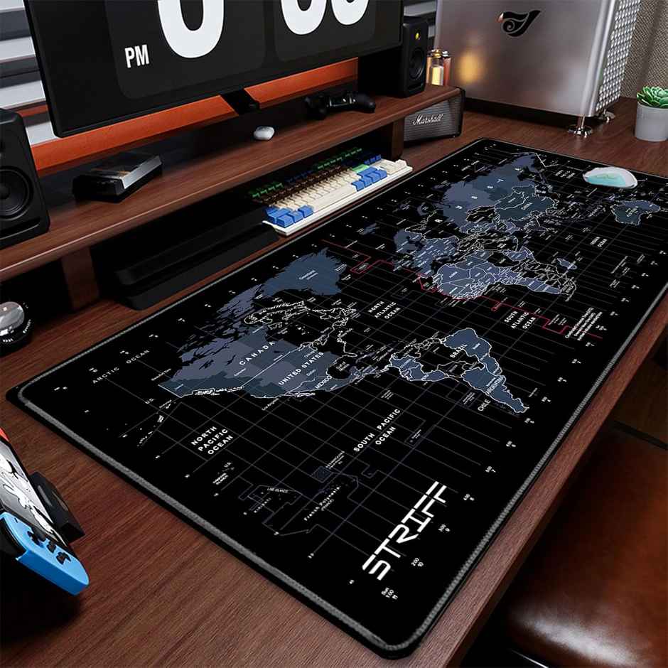 Striff World Map Extended Size (800 Mm X 300 Mm X 2 Mm) Gaming Mouse Pad Desk Mat(World Map)