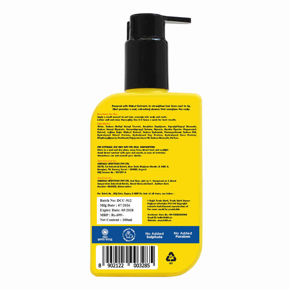 KT Kids Healthy Hair Shampoo Mint and Walnut For Boys 8 to 12 years 1 Pack