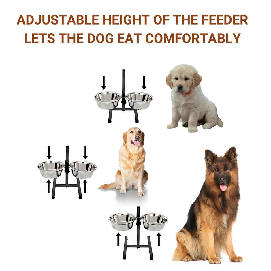 Pets Empire Adjustable Double Diner For Food & Water ( 2 X 4000Ml )