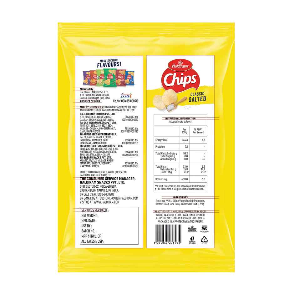 Haldiram's Chips | Classic Salted | Crispy & Salty